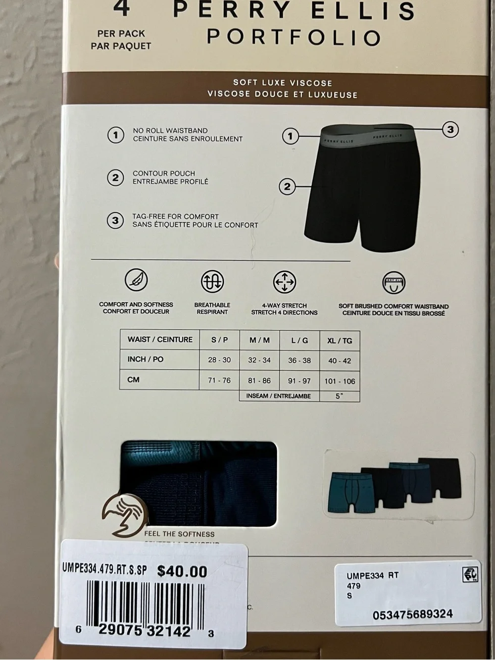Perry Ellis Blue Men's Viscose Boxer Briefs 4-Pack